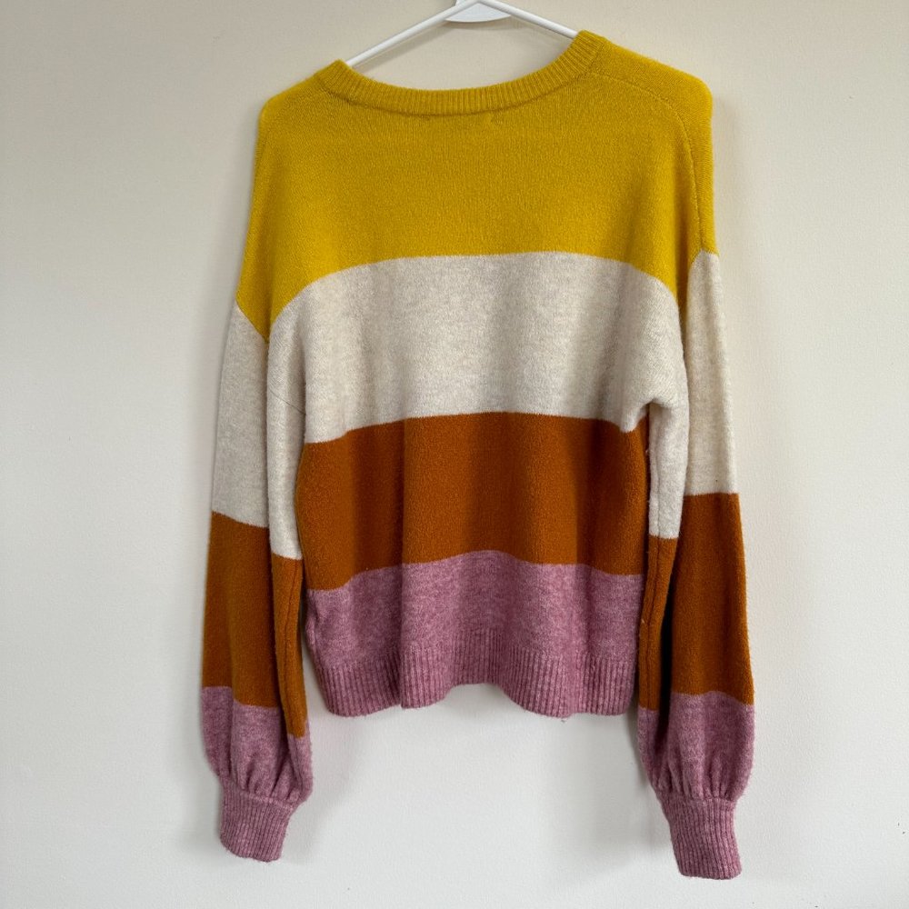 Madewell Colorblock Striped Gladwell Balloon Sleeve Pullover Alpaca Sweater XXS - Picture 6 of 9